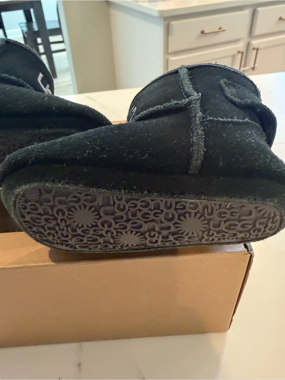 UGG Kids Black Shearling-Lined Slip-On Booties